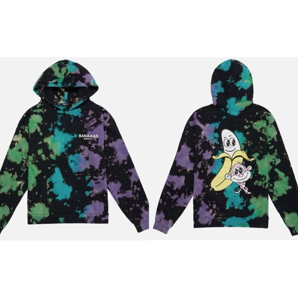 Bananas Monkey 2 DYE 4 Men's Hoodie Ac family Heavyweight Black - Picture 5 of 6